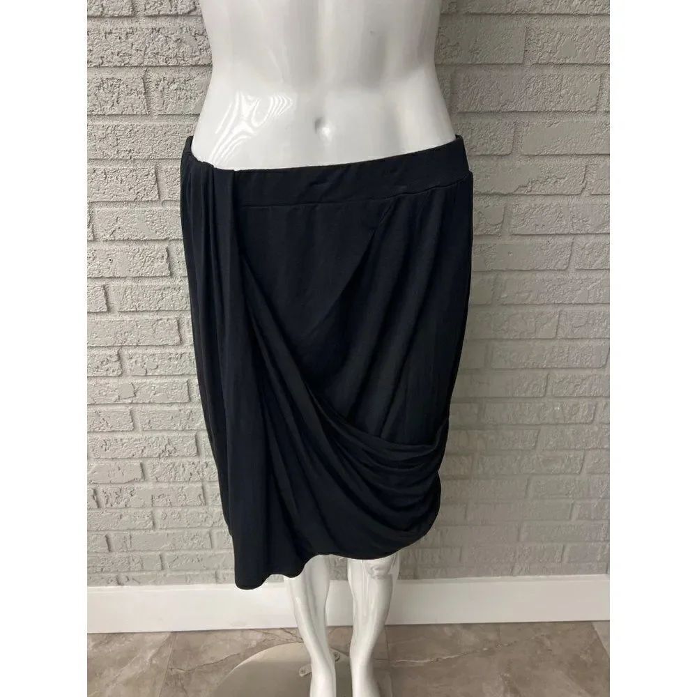 G by Giuliana Black Jersey Draped Front Skirt Size M